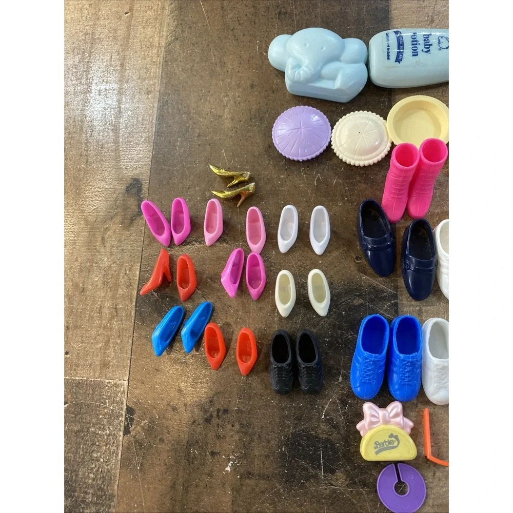Vintage 1980s-90s Barbie Accessory Lot - 82 Pieces - Shoes, Furniture, Hair Care